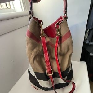 Burberry Ashby canvas check tote with pouch bag and adjustable strap
